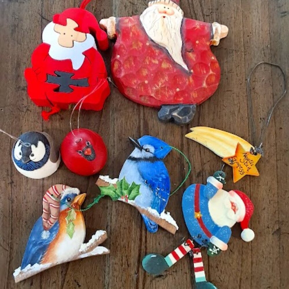 Lot of 7 Unique Wooden Christmas Ornaments